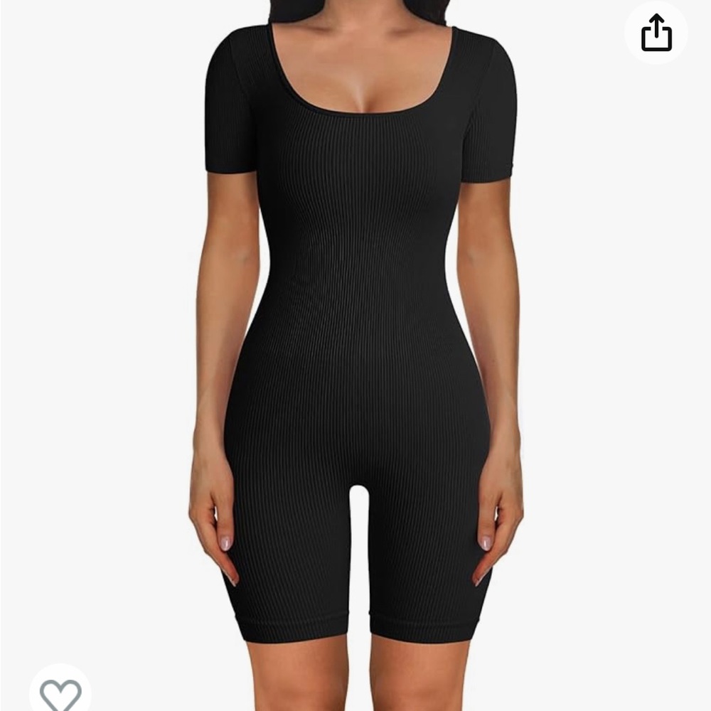 Square neck short sleeve jumpsuit